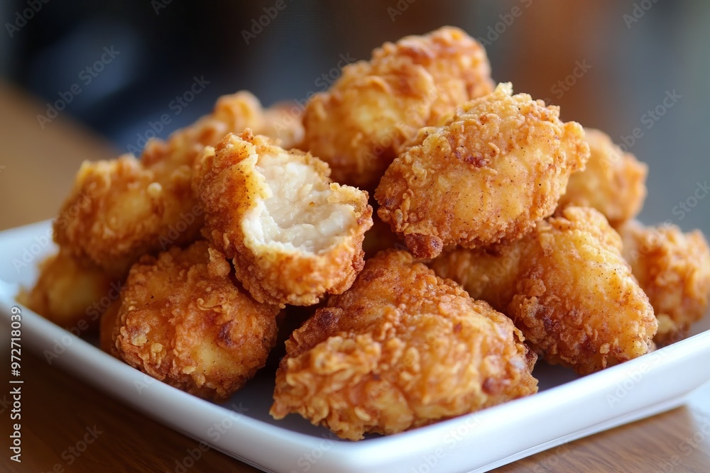 A Plate Of Fried Chicken Nuggets A Plate Of Fried Chicken Nuggets