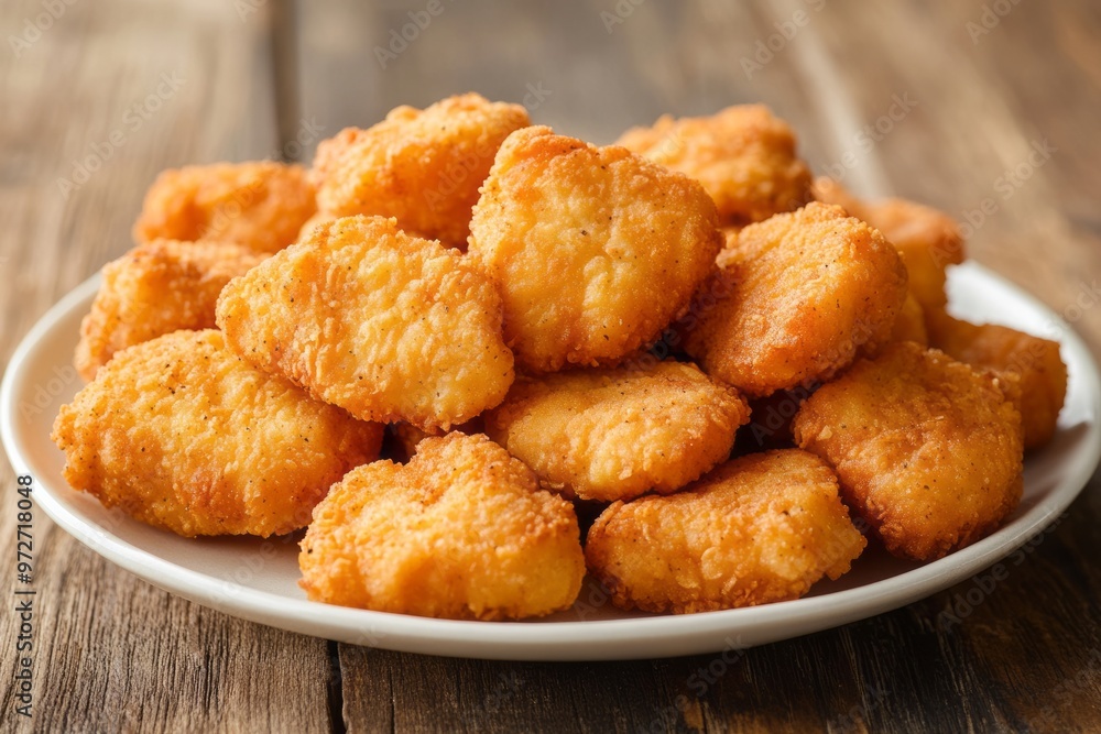 A Plate Of Fried Chicken Nuggets A Plate Of Fried Chicken Nuggets