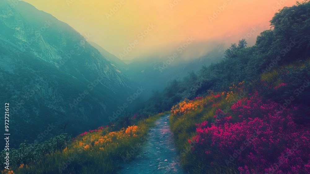 Heatmap of a mountain trail, with warm colors highlighting the most hiked paths and cooler tones in the less traveled sections. 4K hyperrealistic photo. Heatmap of a mountain trail, with warm colors highlighting the most hiked paths and cooler tones in the less traveled sections. 4K hyperrealistic photo.