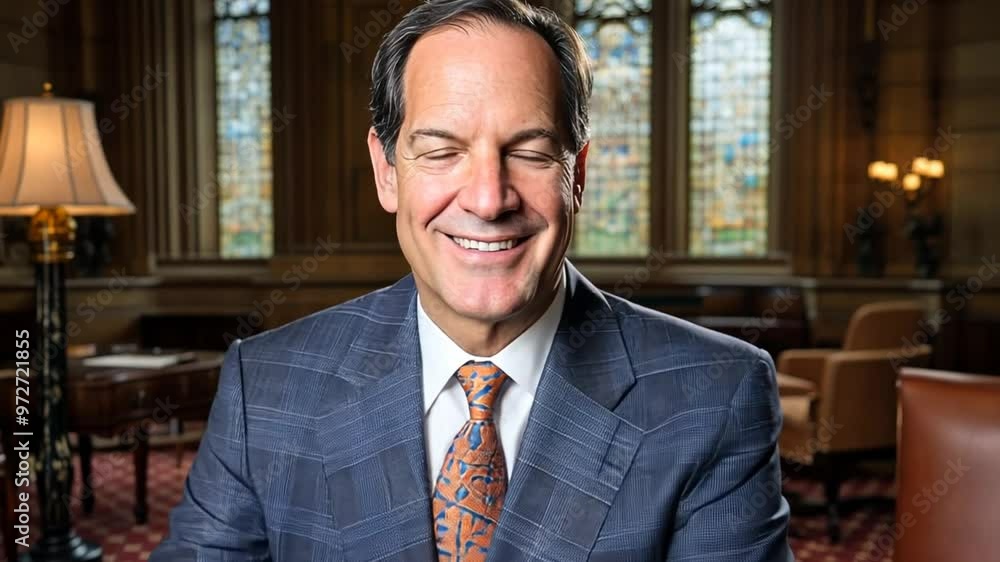 Lawyer Smiling in an Elegant Office Setting During Afternoon Hours Generative AI Lawyer Smiling in an Elegant Office Setting During Afternoon Hours Generative AI