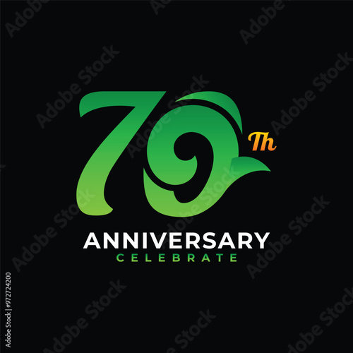 Modern Anniversary Number Design Collection Green