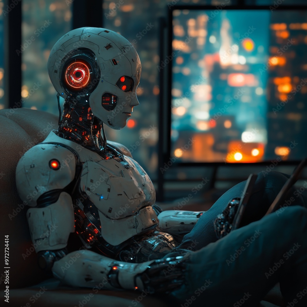 artificial intelligence watching a movie. hyper artificial intelligence watching a movie. hyper