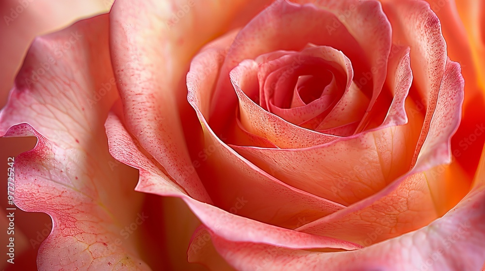 Intimate Close-up of a Coral Peach Rosebud with Gentle Overlapped Petals in Soft Light Intimate Close-up of a Coral Peach Rosebud with Gentle Overlapped Petals in Soft Light