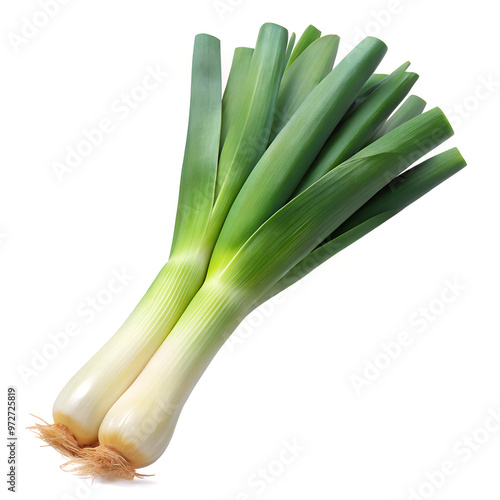 Leek. Naturalistic Illustration of Vegetables on White Background