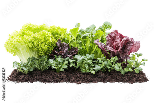 Vibrant harvest of fresh lettuce varieties growing in rich soil in a well-maintained garden bed