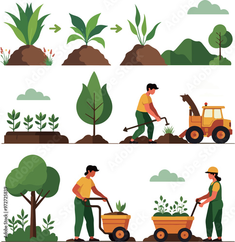 Farming and Growth Stages Illustration