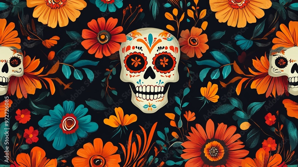 Day of the Dead Patterns & Backgrounds Day of the Dead Patterns & Backgrounds
