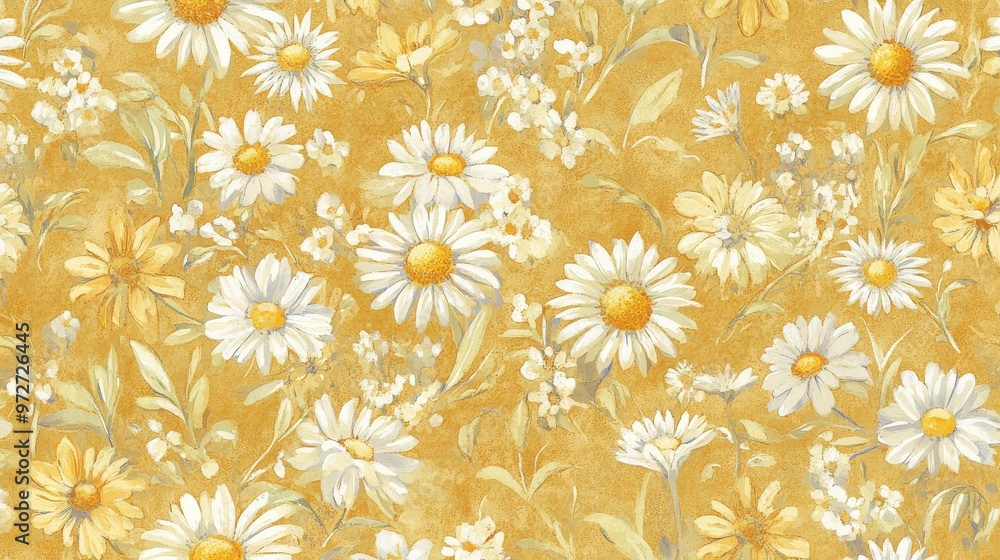 Daisies on Golden Background. Daisies on Golden Background.