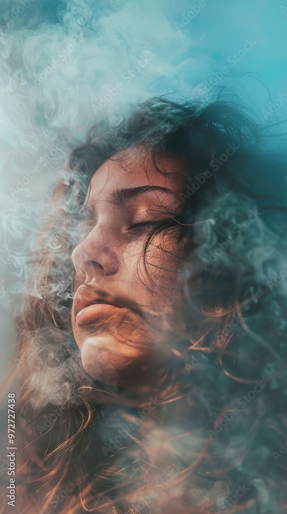Dreamy Portrait of a Woman in Smoke Dreamy Portrait of a Woman in Smoke