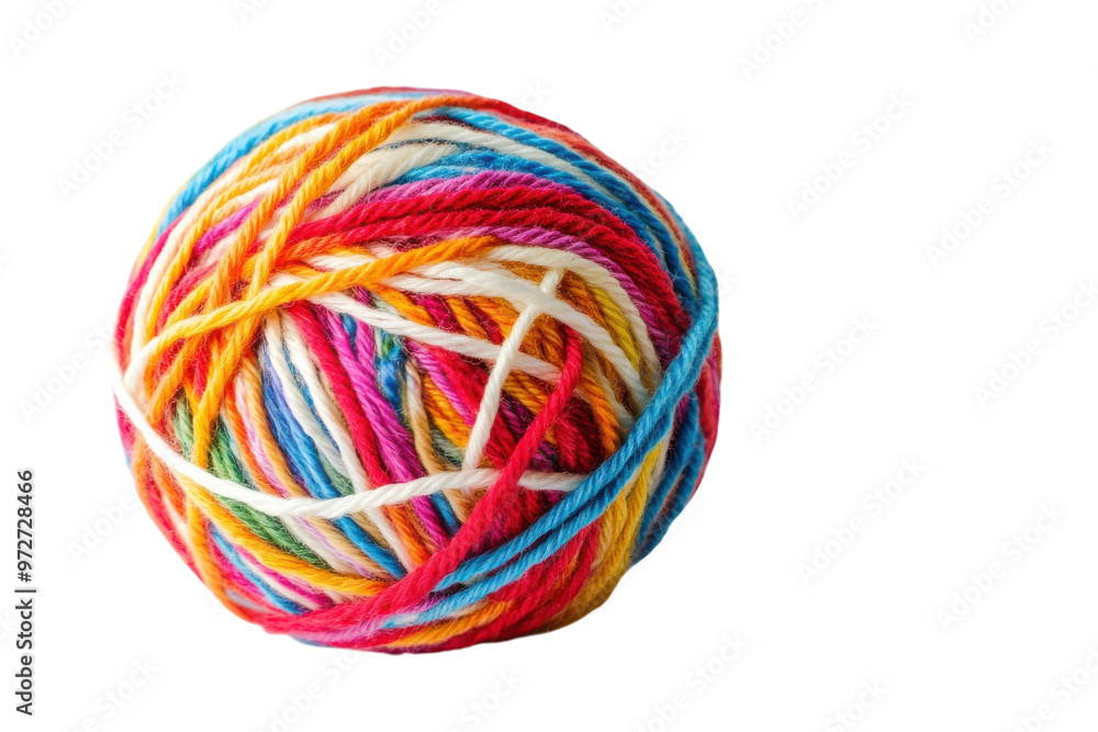 Colorful yarn ball resting on a clean surface, ready for a creative crafting session Colorful yarn ball resting on a clean surface, ready for a creative crafting session
