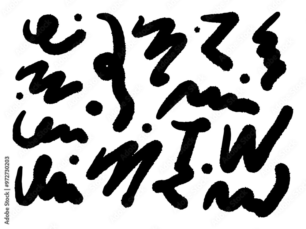 Hand drawn bold scribble lines. Wavy underlines by chalk, crayon, pen, pencil, marker. Black vector strokes isolated on black background. Hand drawn bold scribble lines. Wavy underlines by chalk, crayon, pen, pencil, marker. Black vector strokes isolated on black background.