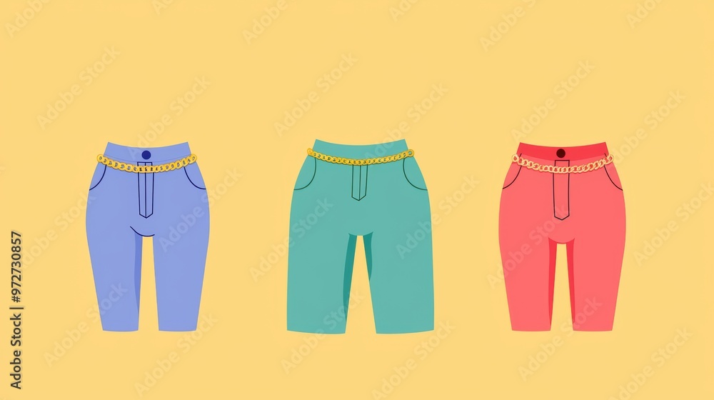 90s iconic chokers, low-rise pants, and belly chains, flat design illustration 90s iconic chokers, low-rise pants, and belly chains, flat design illustration