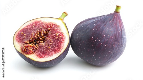 Fig fruits fig cross cut isolated on white background. File contains clipping path. photo