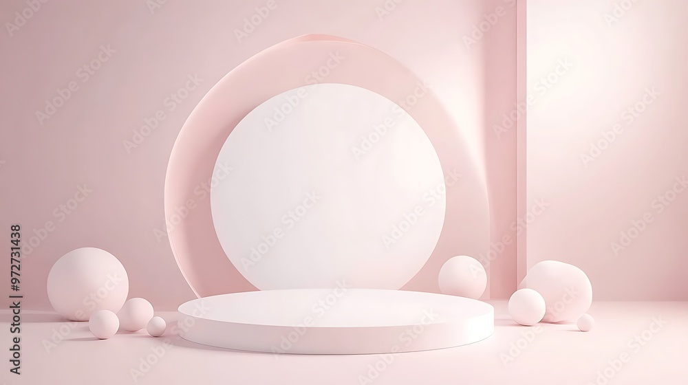 Fototapeta premium circle base on pink background cosmetic cream