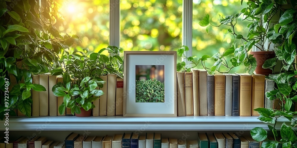 Cozy Home Environment with Empty White Bookshelf. AI generated illustration Cozy Home Environment with Empty White Bookshelf. AI generated illustration