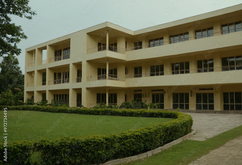 The exterior of school building. Ai generated image. The exterior of school building. Ai generated image.