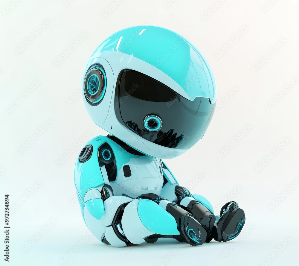 A retro robot sitting on a cube, staring at stock charts, and analyzing stock A retro robot sitting on a cube, staring at stock charts, and analyzing stock