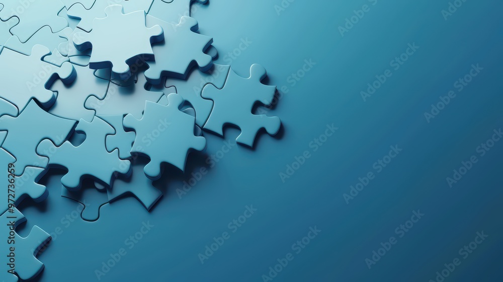 A collection of blue puzzle pieces scattered on a textured background, symbolizing problem-solving and creativity. A collection of blue puzzle pieces scattered on a textured background, symbolizing problem-solving and creativity.