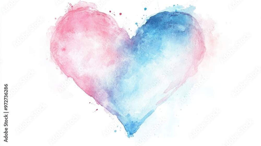 Beautiful watercolor heart in soft pink and blue hues symbolizes love and harmony, perfect for artistic expressions Beautiful watercolor heart in soft pink and blue hues symbolizes love and harmony, perfect for artistic expressions