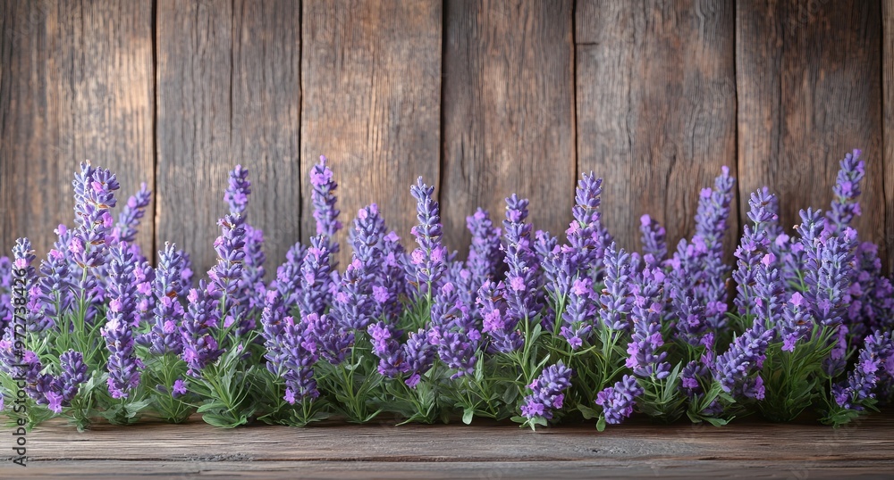 Rustic Wooden Background with Lavender Flowers for Natural Product Photography. AI generated illustration Rustic Wooden Background with Lavender Flowers for Natural Product Photography. AI generated illustration
