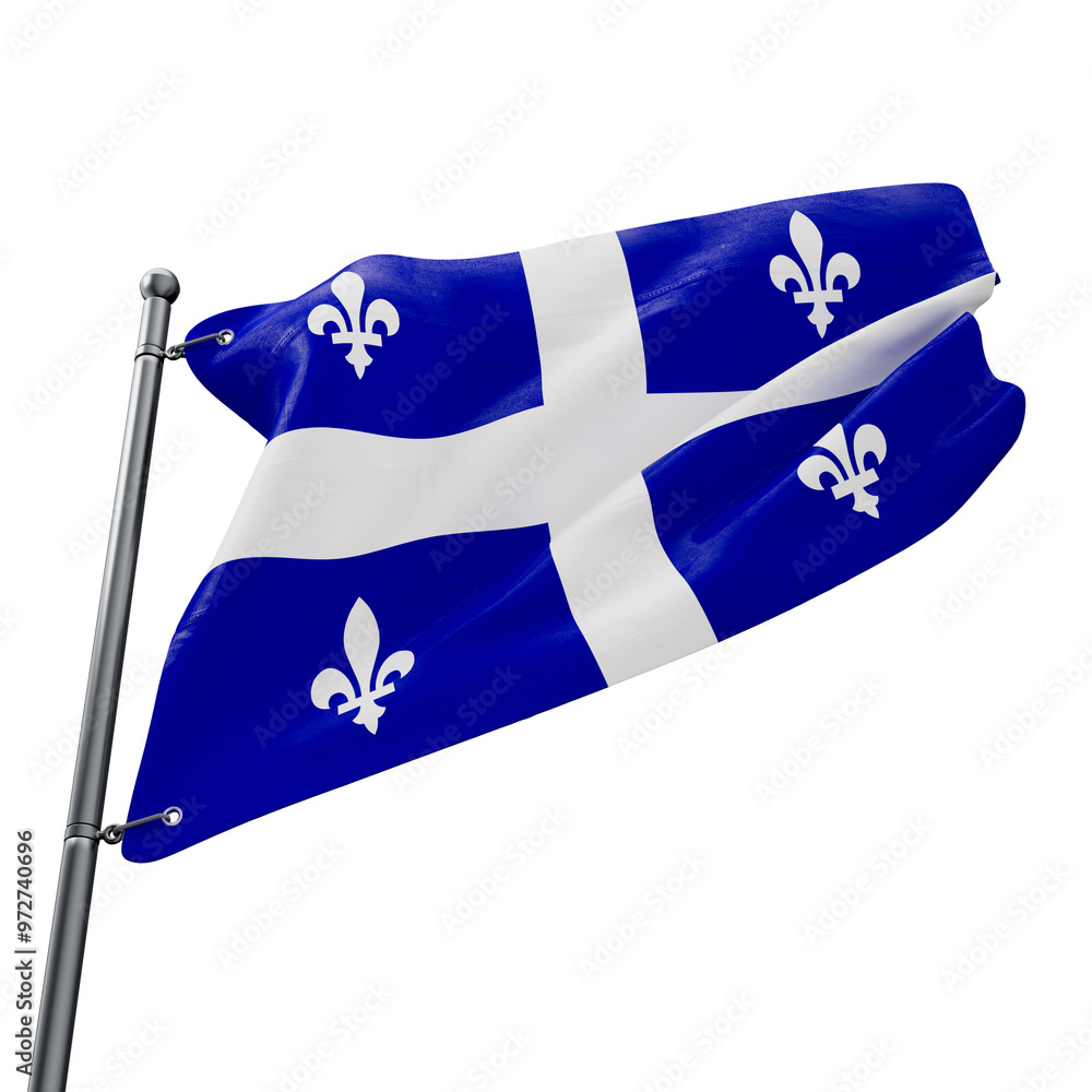 Fototapeta premium 3D realistic flag of Quebec with transparent background