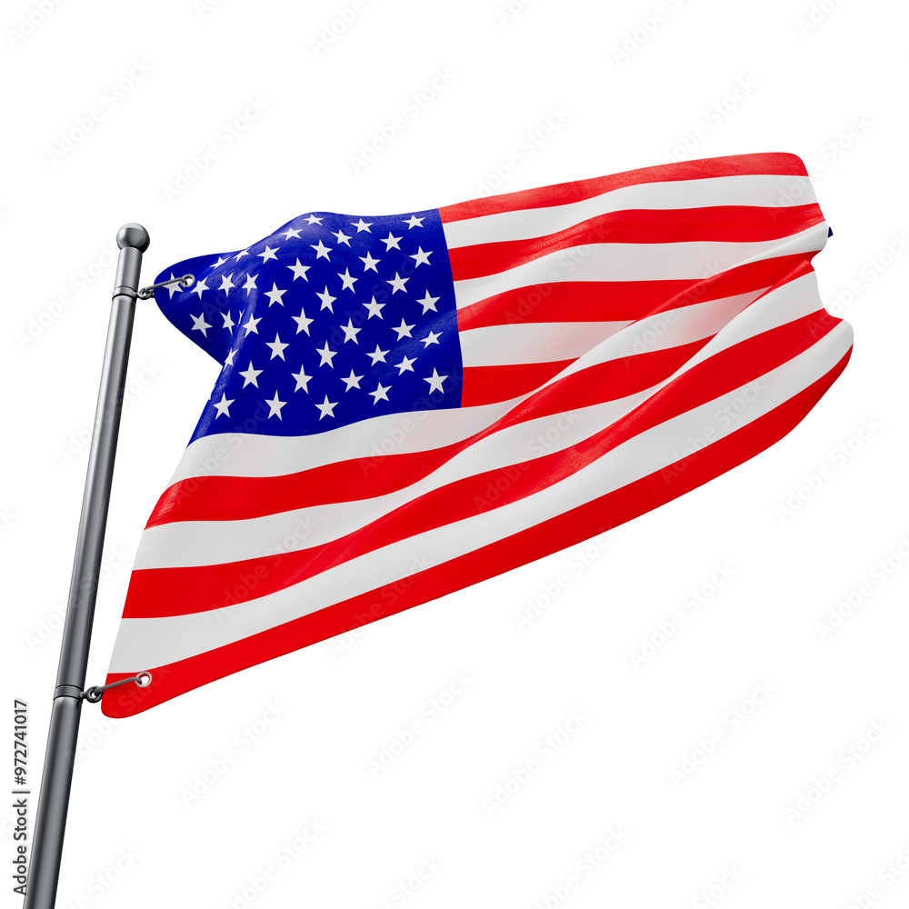 Fototapeta premium 3D realistic flag of the United States with transparent background