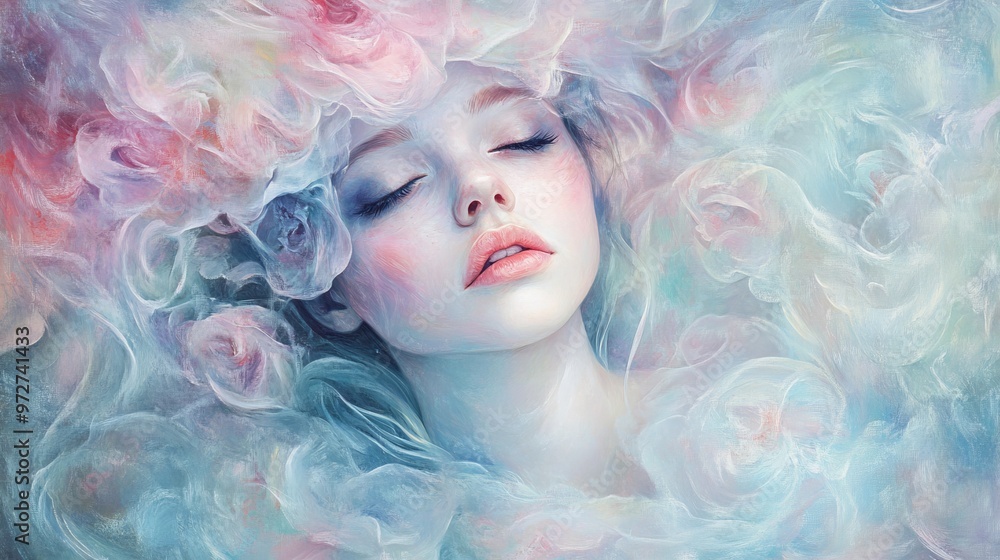 Surreal ethereal portrait in soft pastel tones. Surreal ethereal portrait in soft pastel tones.
