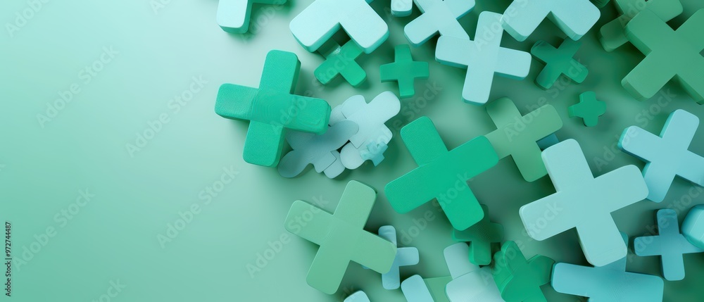 A vibrant array of green plus signs, creating a dynamic and modern background ideal for various design projects. A vibrant array of green plus signs, creating a dynamic and modern background ideal for various design projects.