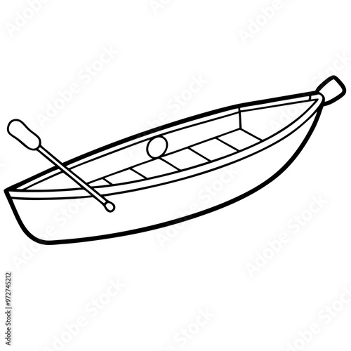 boat with paddle outline coloring book page line art drawing