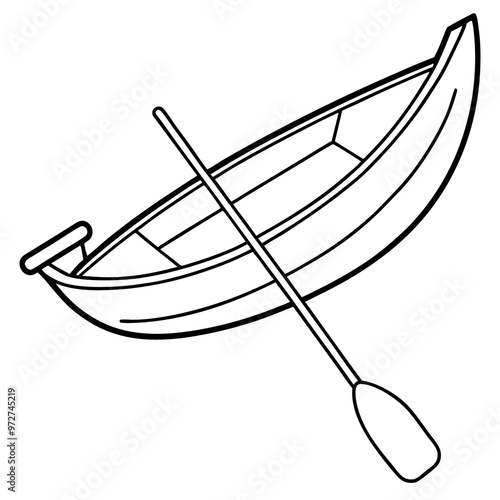 boat with paddle outline coloring book page line art drawing