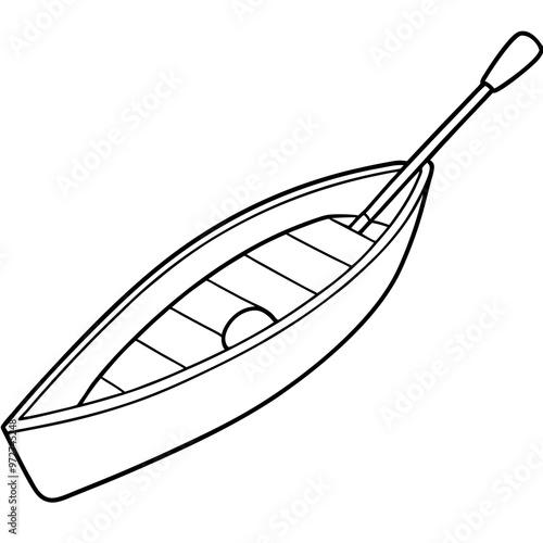 boat with paddle outline coloring book page line art drawing photo