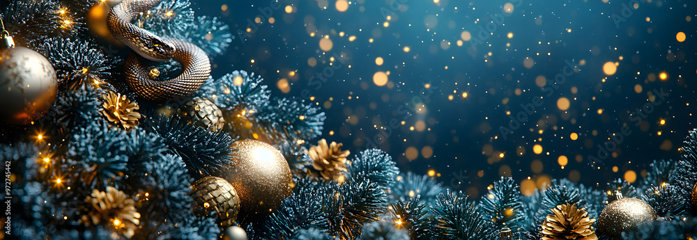 “Snake Climbing on a Christmas Tree with Golden and Silver Decorations”
“Snake Climbing on a Christmas Tree with Golden and Silver Decorations”