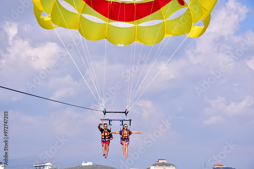 Parasaling over the sea . High quality photo photo