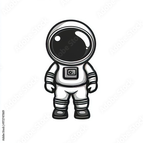 Cute astronaut cartoon illustration isolated in a white background