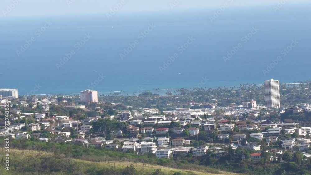 Apartment buildings and commercial structures of Honolulu, aerial footage Apartment buildings and commercial structures of Honolulu, aerial footage