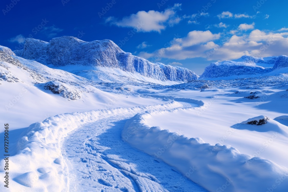 a beautiful winter landscape with snow-covered mountains and a body of water in the foreground. a beautiful winter landscape with snow-covered mountains and a body of water in the foreground.