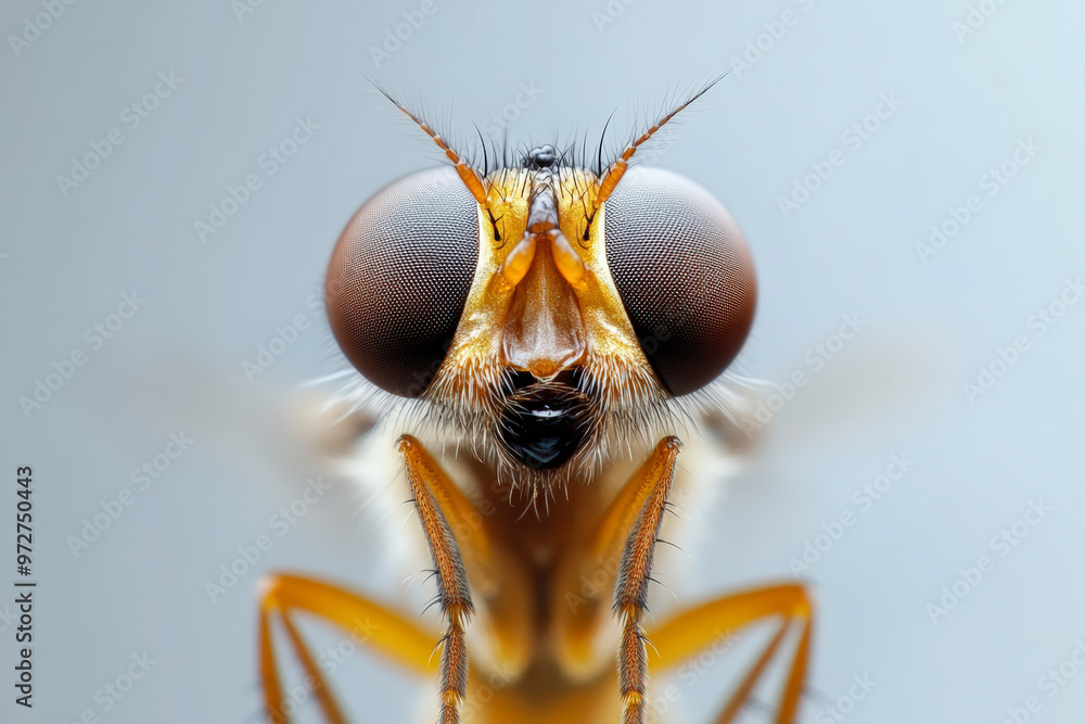 Fly Perspective Insect Close-up of a fly showcasing its large compound eyes and intricate ...