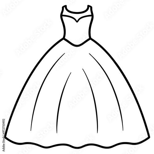 bridal dress outline coloring book page line art drawing