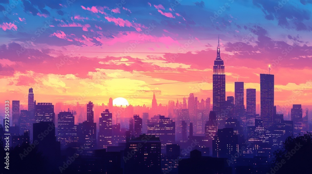 Fototapeta premium Majestic City Skyline at Dusk