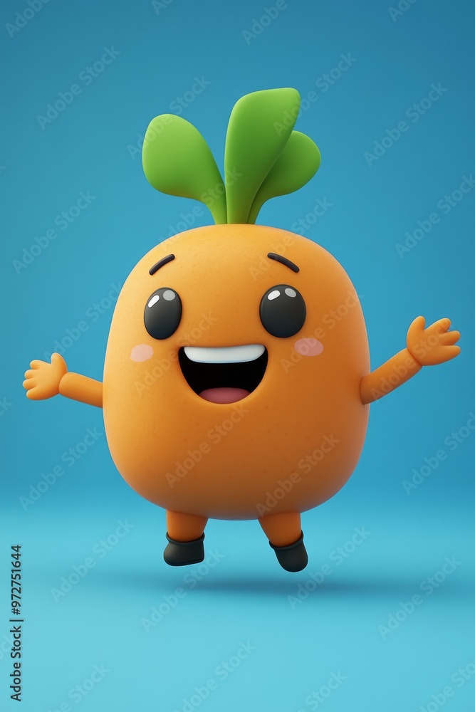 Angry carrot cartoon character jumping through the air, isolated on white, 3D illustration, isolated from the background Angry carrot cartoon character jumping through the air, isolated on white, 3D illustration, isolated from the background