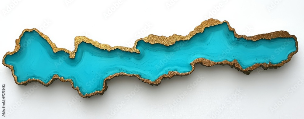 Fototapeta premium Blue and gold abstract fluid art painting photographed with alcohol ink