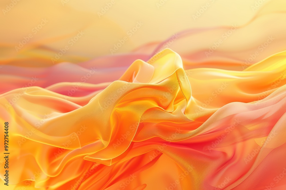 Flowing fabric in vibrant orange and yellow hues creates a dynamic and warm atmosphere, perfect for various design projects. Flowing fabric in vibrant orange and yellow hues creates a dynamic and warm atmosphere, perfect for various design projects.