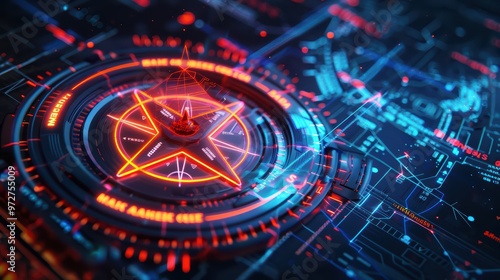 Wallpaper Mural Futuristic technology background featuring glowing geometric shapes and circuit patterns, ideal for digital art and design projects. Torontodigital.ca