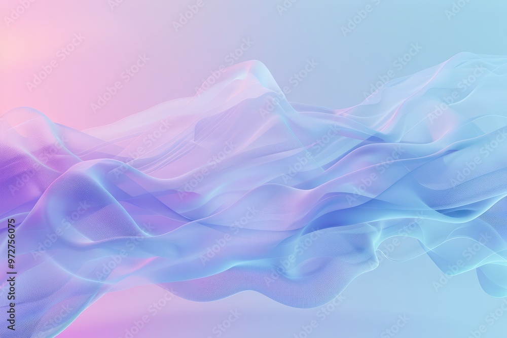Fototapeta premium Soft, flowing waves of pastel colors create a serene, dreamy atmosphere perfect for background or abstract designs.