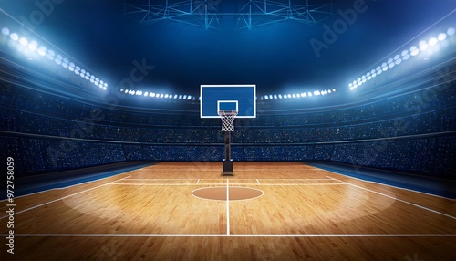 Basketball court with people fan. Sport arena.