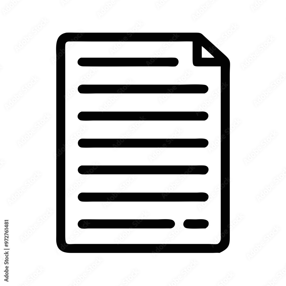 Outline illustration of a blank document with lines in a minimalistic style Outline illustration of a blank document with lines in a minimalistic style