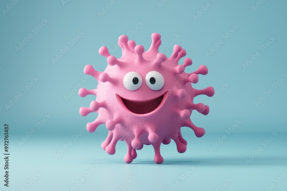 Blue virus character with a sad face, generated by AI Blue virus character with a sad face, generated by AI