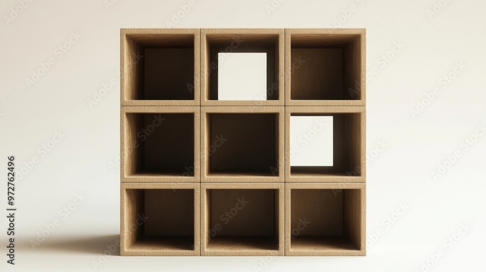 A set of stackable storage cubes that can be used to create a custom shelving unit A set of stackable storage cubes that can be used to create a custom shelving unit