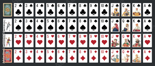 New Charlemagne poker set with isolated cards - Poker playing cards - Miniature playing cards for mobile applications