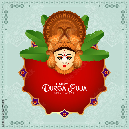 Happy Navratri and Durga puja festival celebration card design